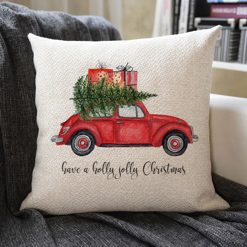 Christmas Themed Linen Pillowcase