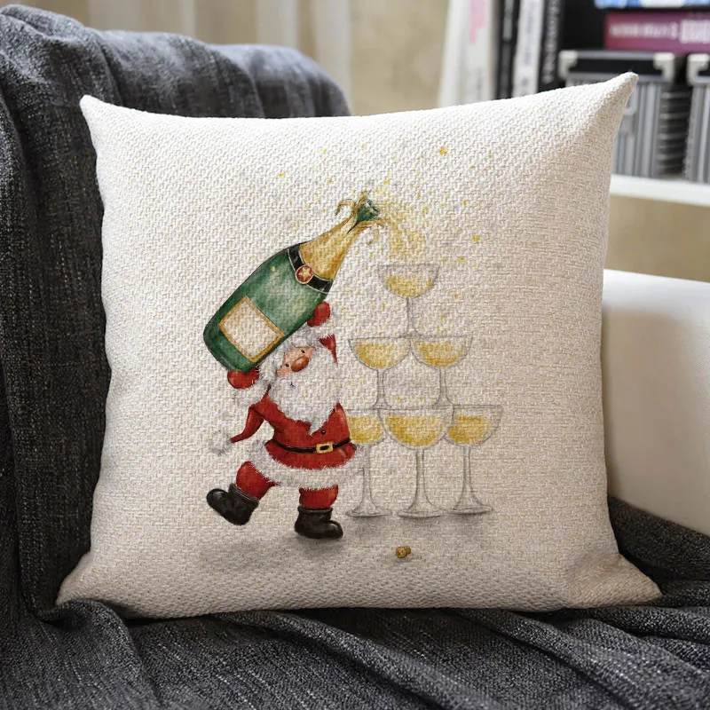 Christmas Themed Linen Pillowcase