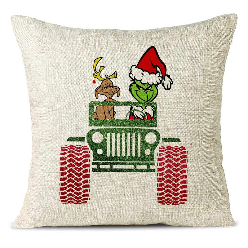 Christmas Themed Linen Pillowcase