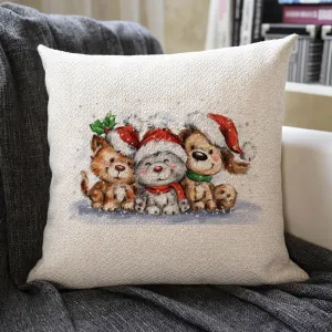 Christmas Themed Linen Pillowcase