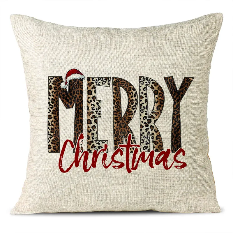 Christmas Themed Linen Pillowcase
