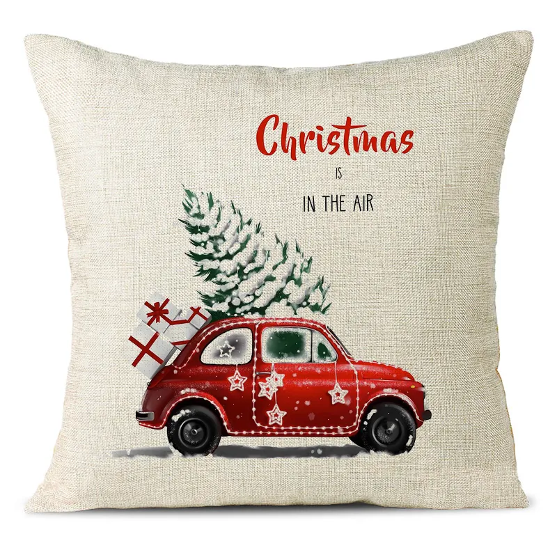 Christmas Themed Linen Pillowcase