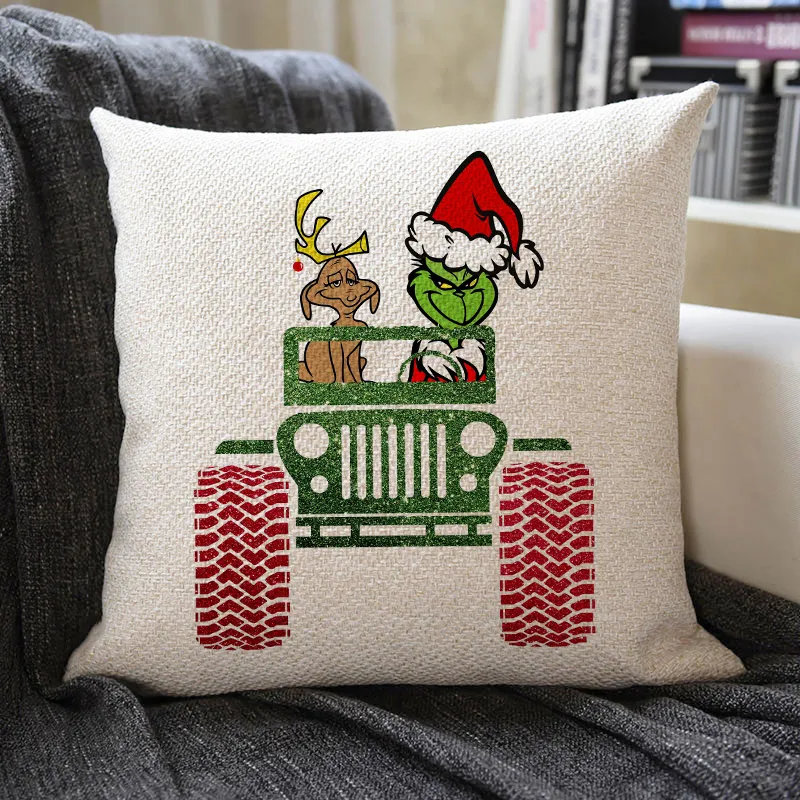 Christmas Themed Linen Pillowcase