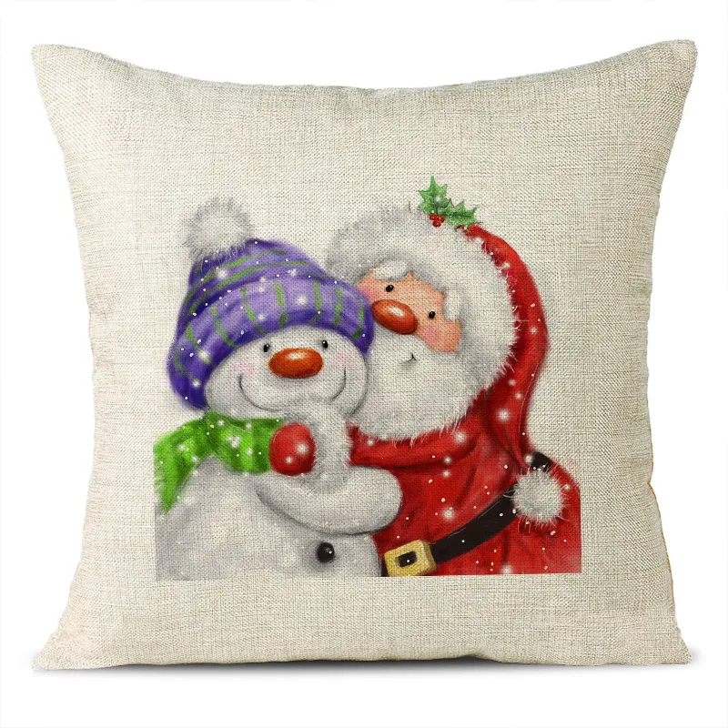 Christmas Themed Linen Pillowcase