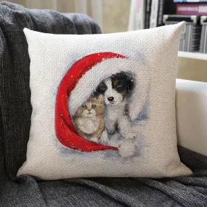 Christmas Themed Linen Pillowcase