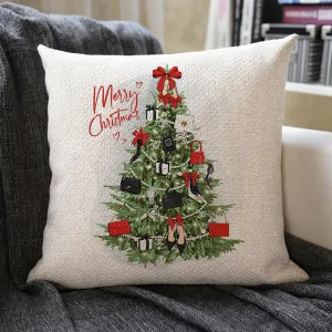 Christmas Themed Linen Pillowcase
