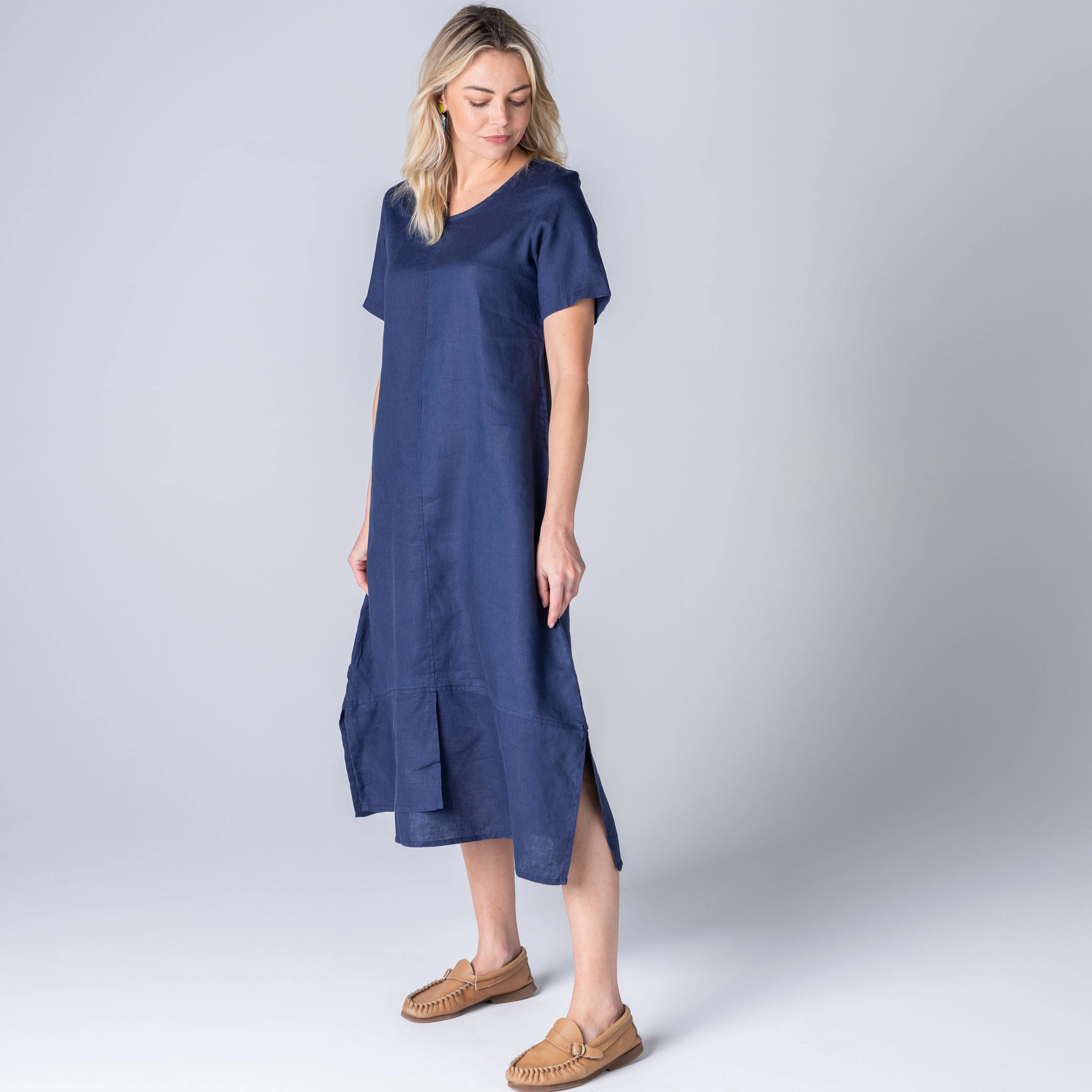 Cinabelle Linen Dress in Navy