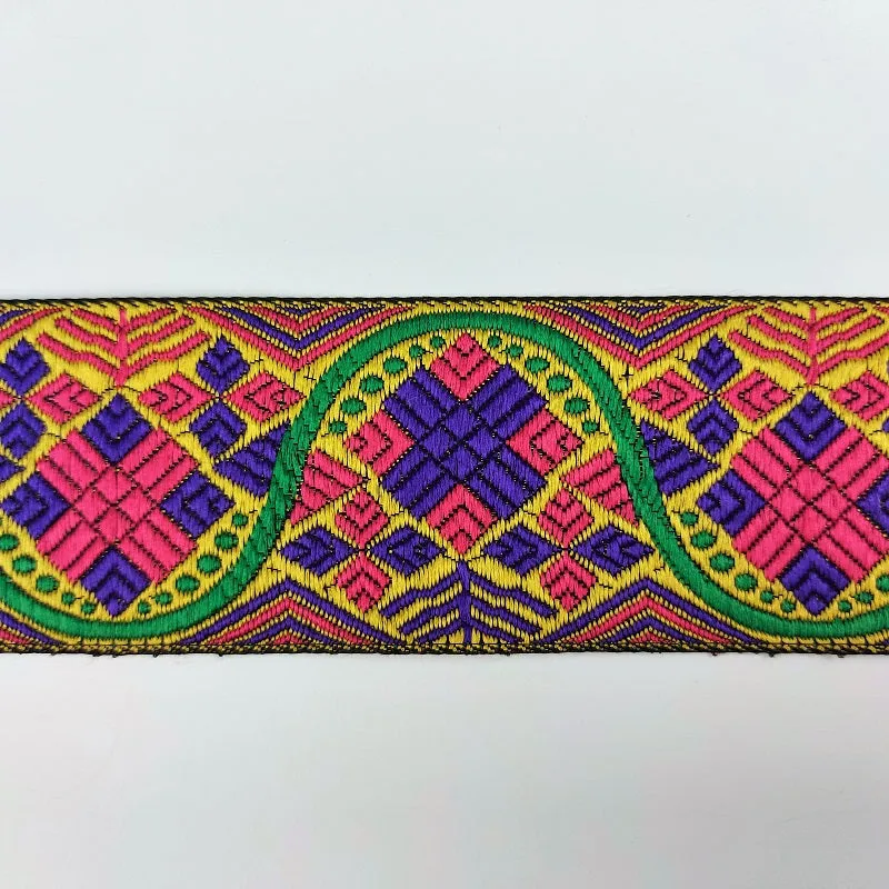 Colorful Indian woven saree border - Banarasi border