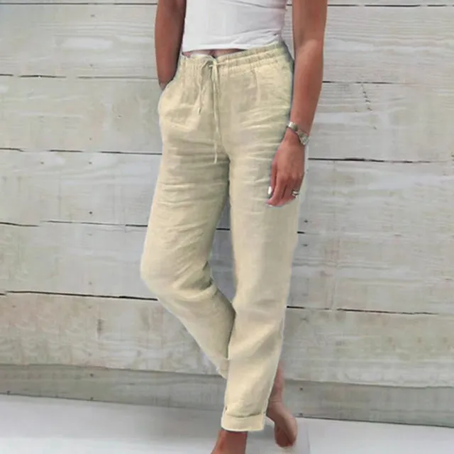 【Cotton and linen】Casual straight-cut trousers
