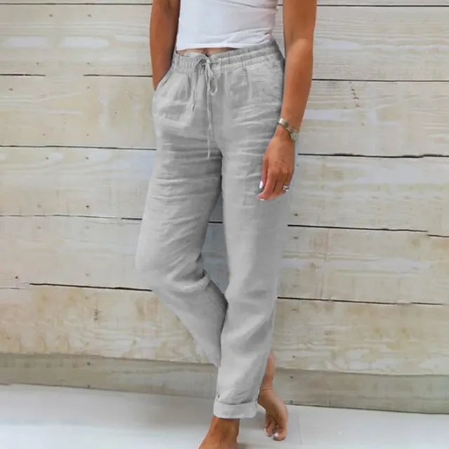 【Cotton and linen】Casual straight-cut trousers