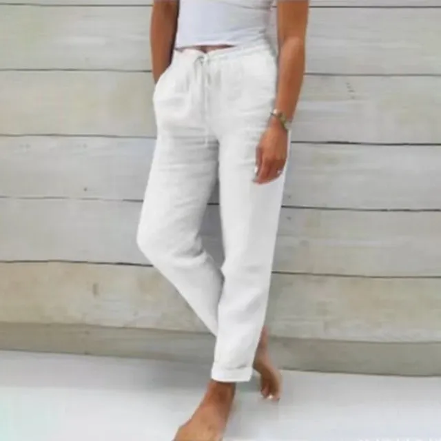 【Cotton and linen】Casual straight-cut trousers