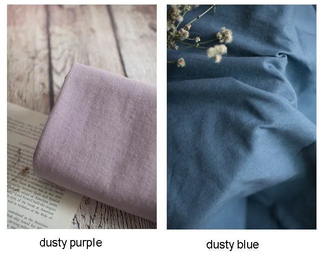 Cotton Linen Blend Solid Colors, Bio Washing, Dusty Purple, Dusty Blue, Emerald Blue, Mint Green , Pink, Natural Beige - By the Yard 18394-1