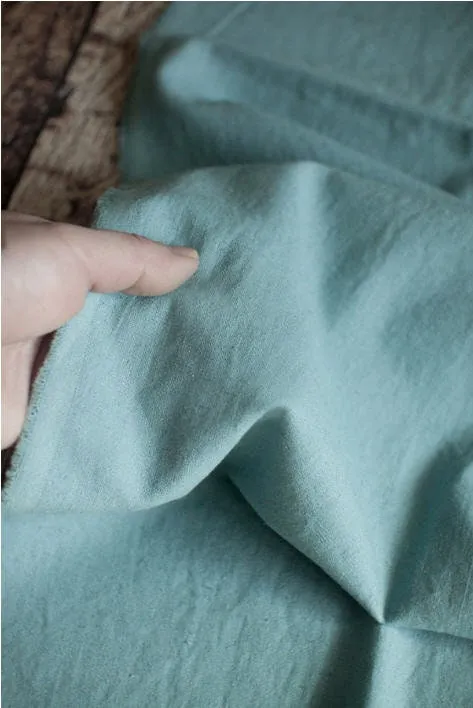 Cotton Linen Blend Solid Colors, Bio Washing, Dusty Purple, Dusty Blue, Emerald Blue, Mint Green , Pink, Natural Beige - By the Yard 18394-1