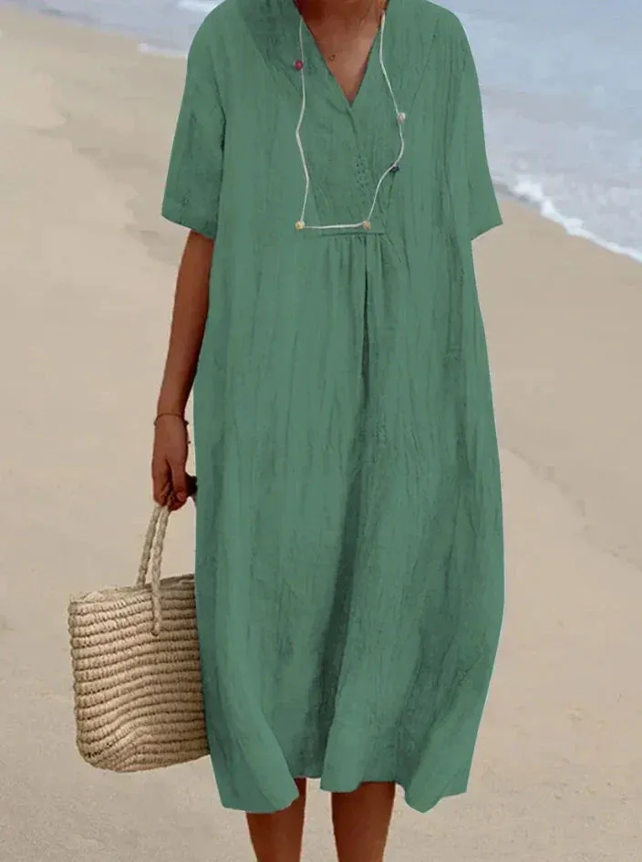Cotton Linen Dress for Women | Lightweight, Breathable Fabric & Casual Summer Style