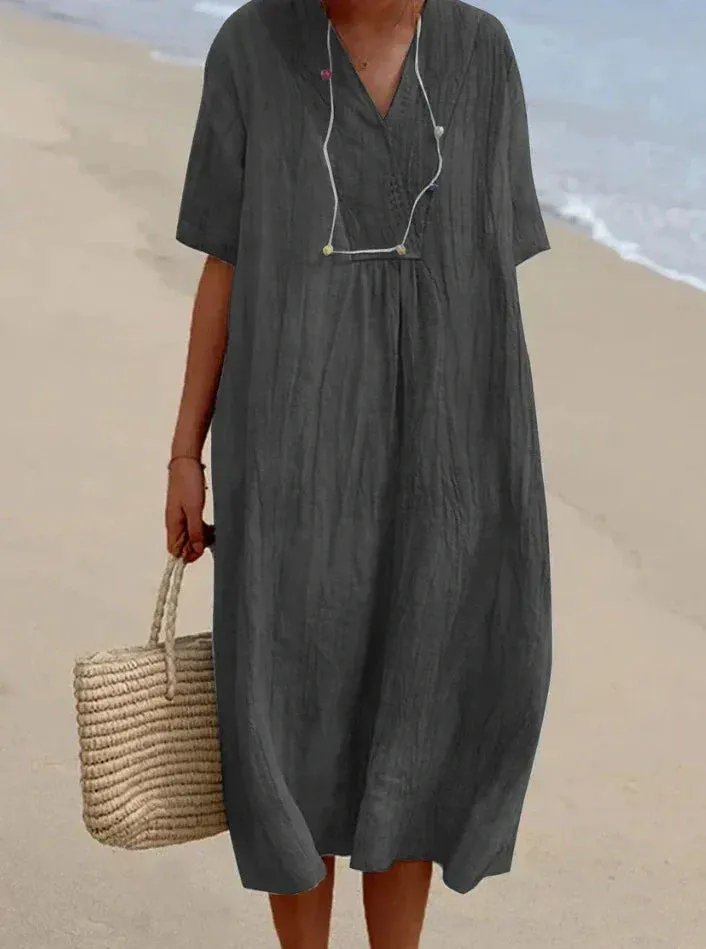Cotton Linen Dress for Women | Lightweight, Breathable Fabric & Casual Summer Style