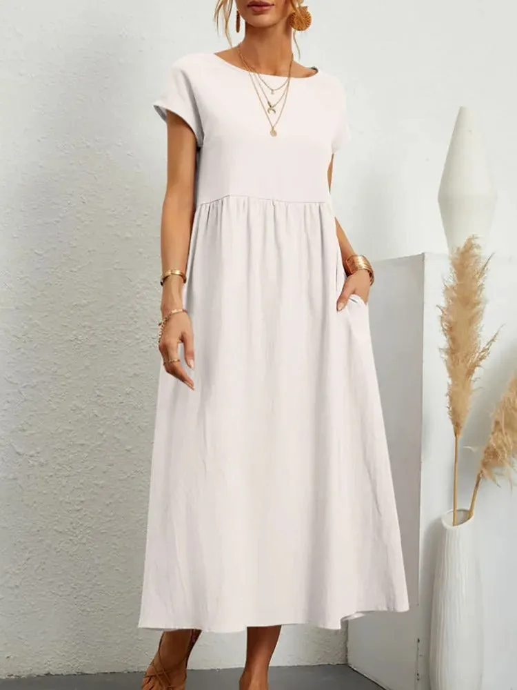 Cotton Linen Pocket Dress