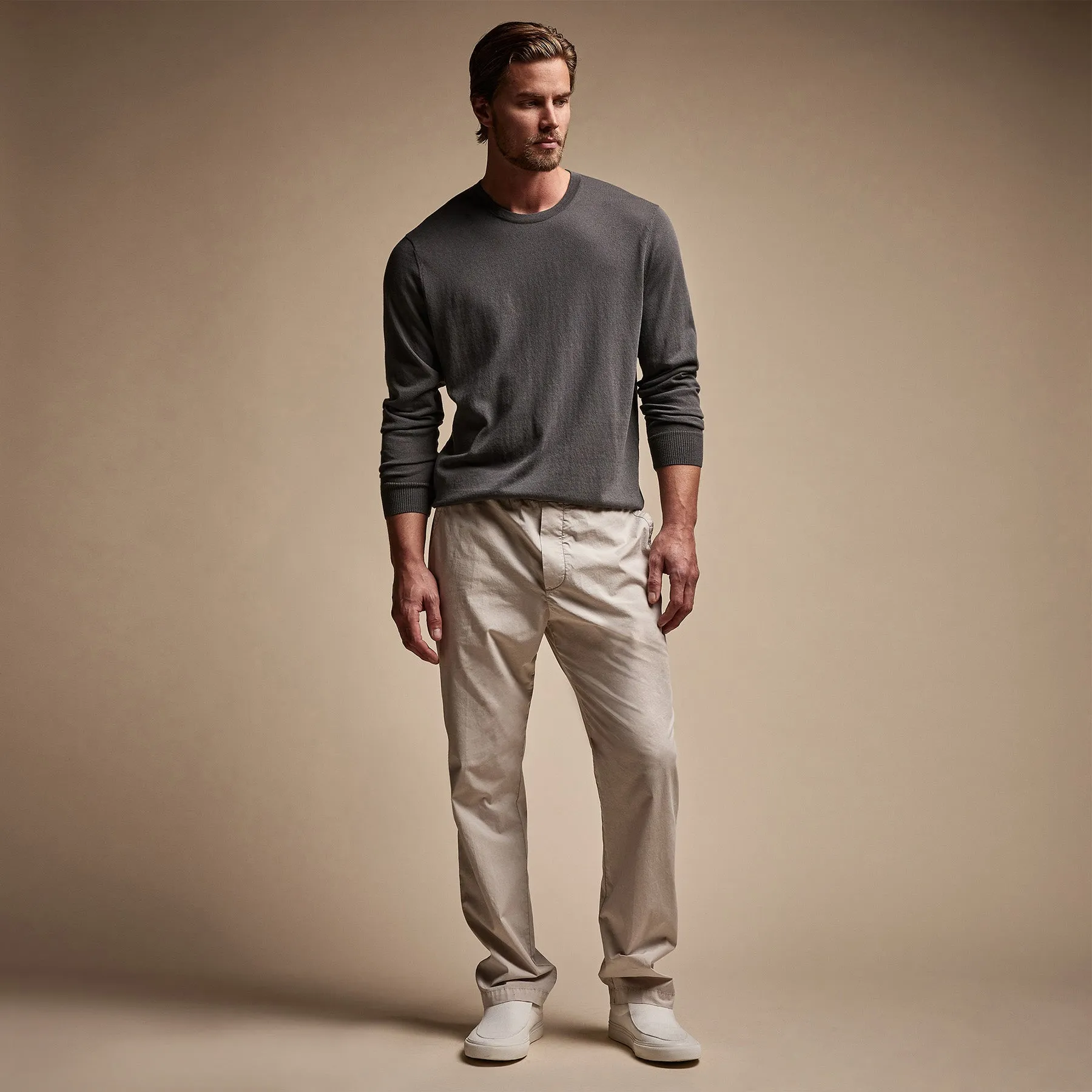 Cotton Linen Poplin Pant - Salt Pigment