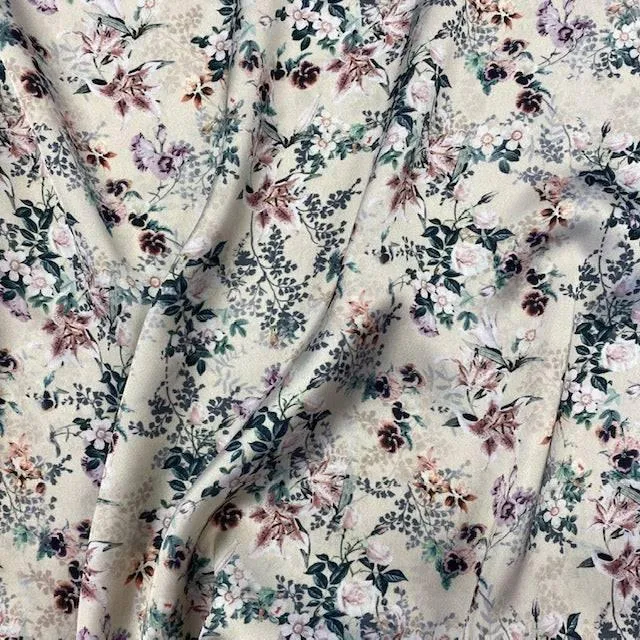 Cream Flora Sateen