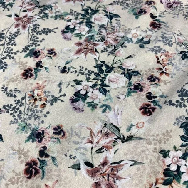 Cream Flora Sateen