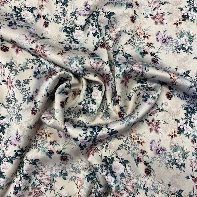 Cream Flora Sateen