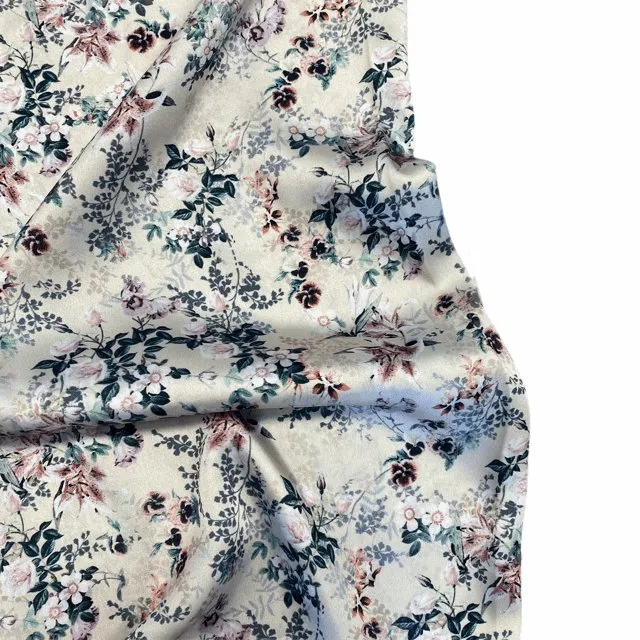 Cream Flora Sateen