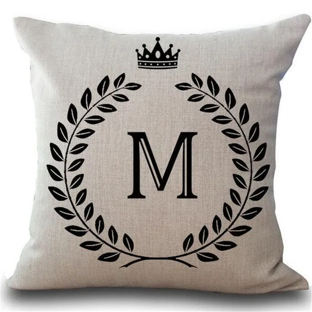 Crown Letter 43*43cm Cotton Linen Pillow Cushion Cover