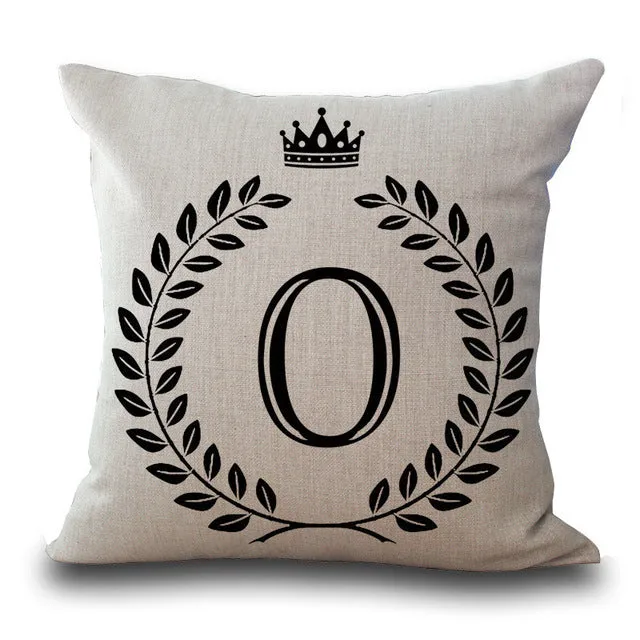Crown Letter 43*43cm Cotton Linen Pillow Cushion Cover