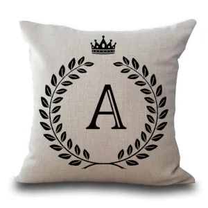 Crown Letter 43*43cm Cotton Linen Pillow Cushion Cover