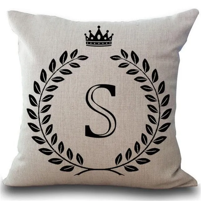 Crown Letter 43*43cm Cotton Linen Pillow Cushion Cover