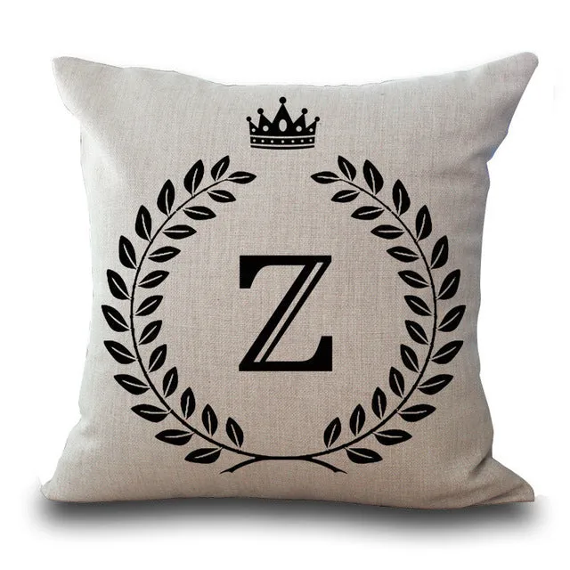 Crown Letter 43*43cm Cotton Linen Pillow Cushion Cover