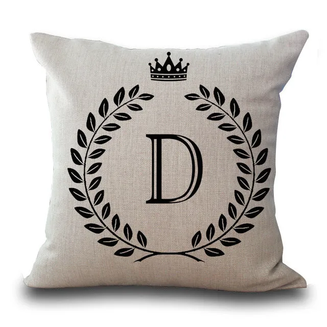 Crown Letter 43*43cm Cotton Linen Pillow Cushion Cover
