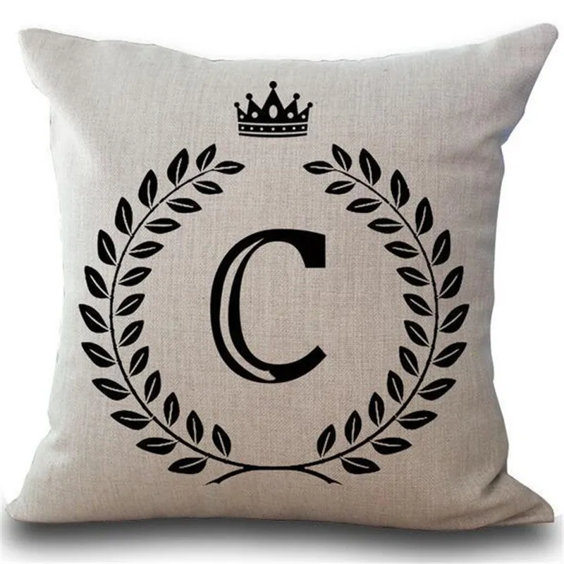 Crown Letter 43*43cm Cotton Linen Pillow Cushion Cover
