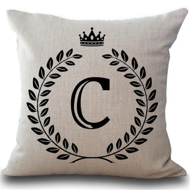 Crown Letter 43*43cm Cotton Linen Pillow Cushion Cover