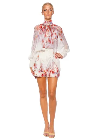 Crush Floral Linen Flat Front Short