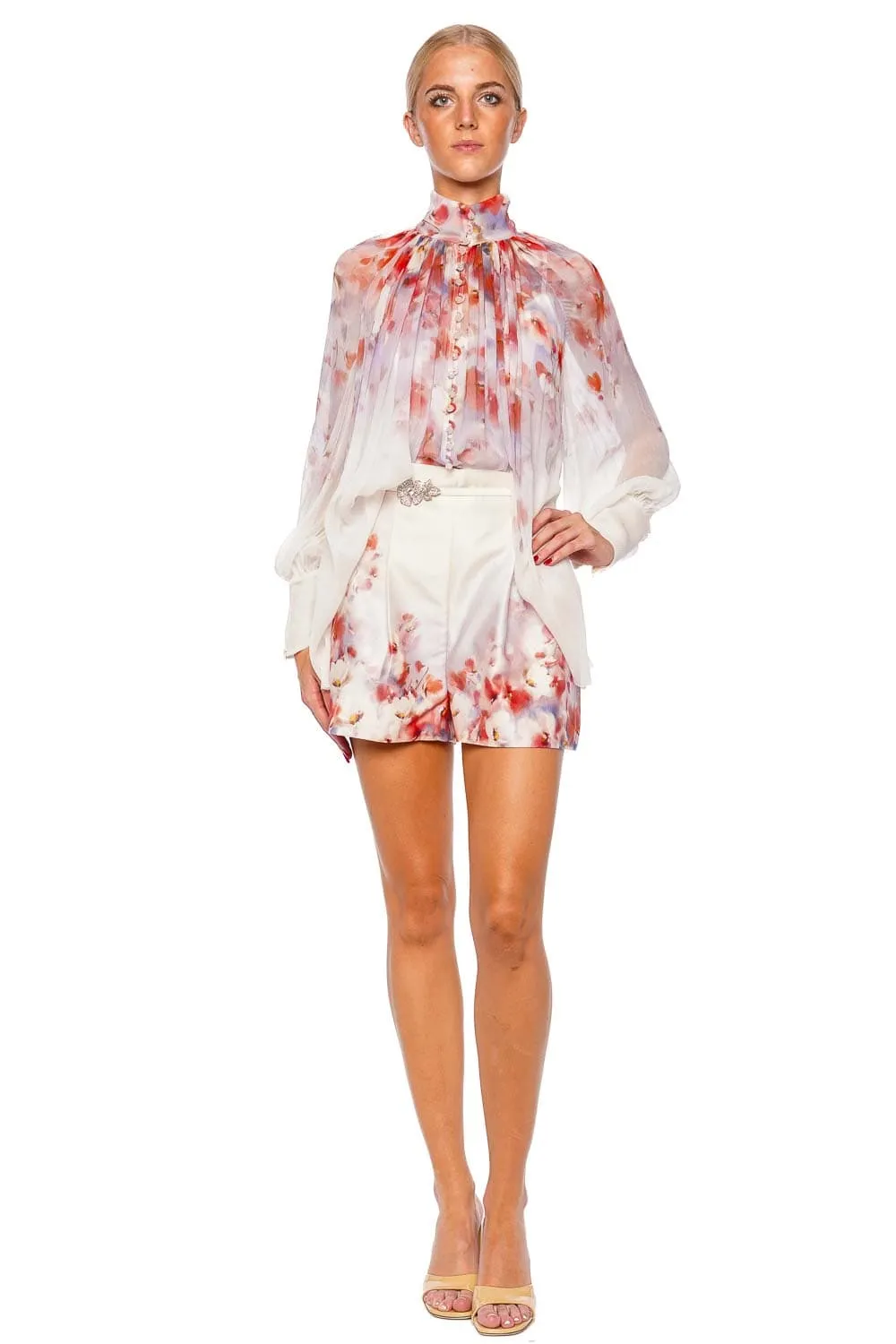Crush Floral Linen Flat Front Short