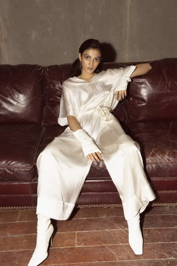 Cuin   I    Tie Up Jumpsuit  100% Silk Satin
