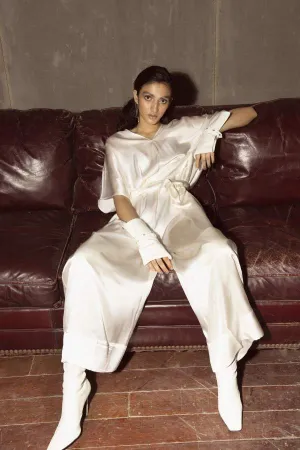 Cuin   I    Tie Up Jumpsuit  100% Silk Satin