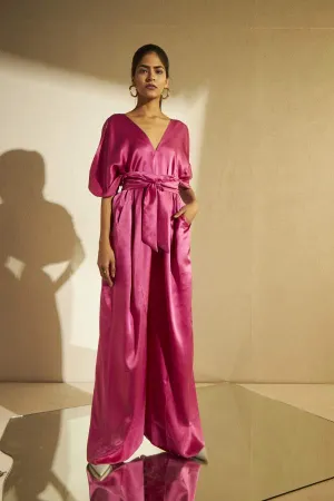 Cuin   I    Tie Up Jumpsuit Silk Satin