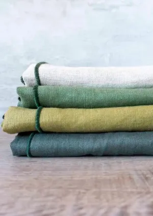 Curated 100% Linen Dinner Napkins Evergreen Mix,  4 Pack