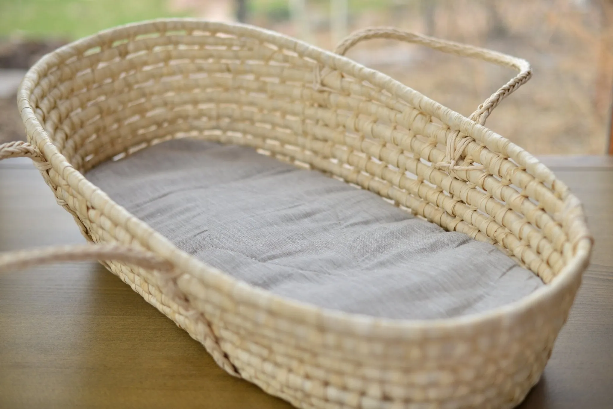 Custom Sized Oval Organic Flax Baby Mattress for Bassinet & Moses Baskets