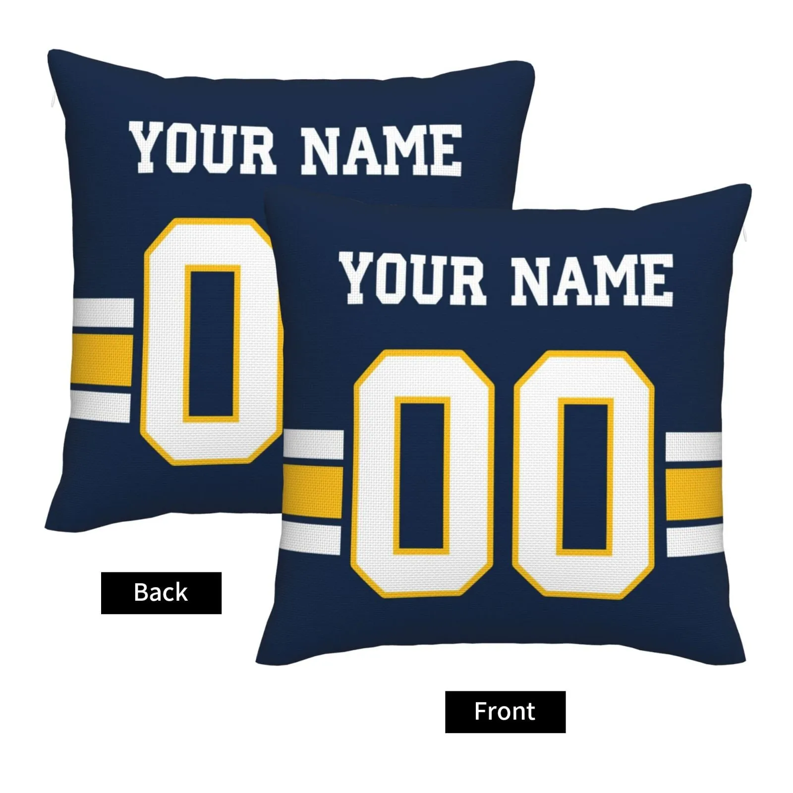 Customized Los Angeles Chargers Football Team Decorative Throw Pillow Case Print Personalized Football Style Fans Letters & Number Navy Pillowcase Birthday Gift