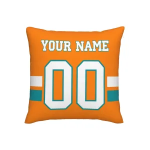 Customized Miami Dolphins Football Team Decorative Throw Pillow Case Print Personalized Football Style Fans Letters & Number Orange Pillowcase Birthday Gift