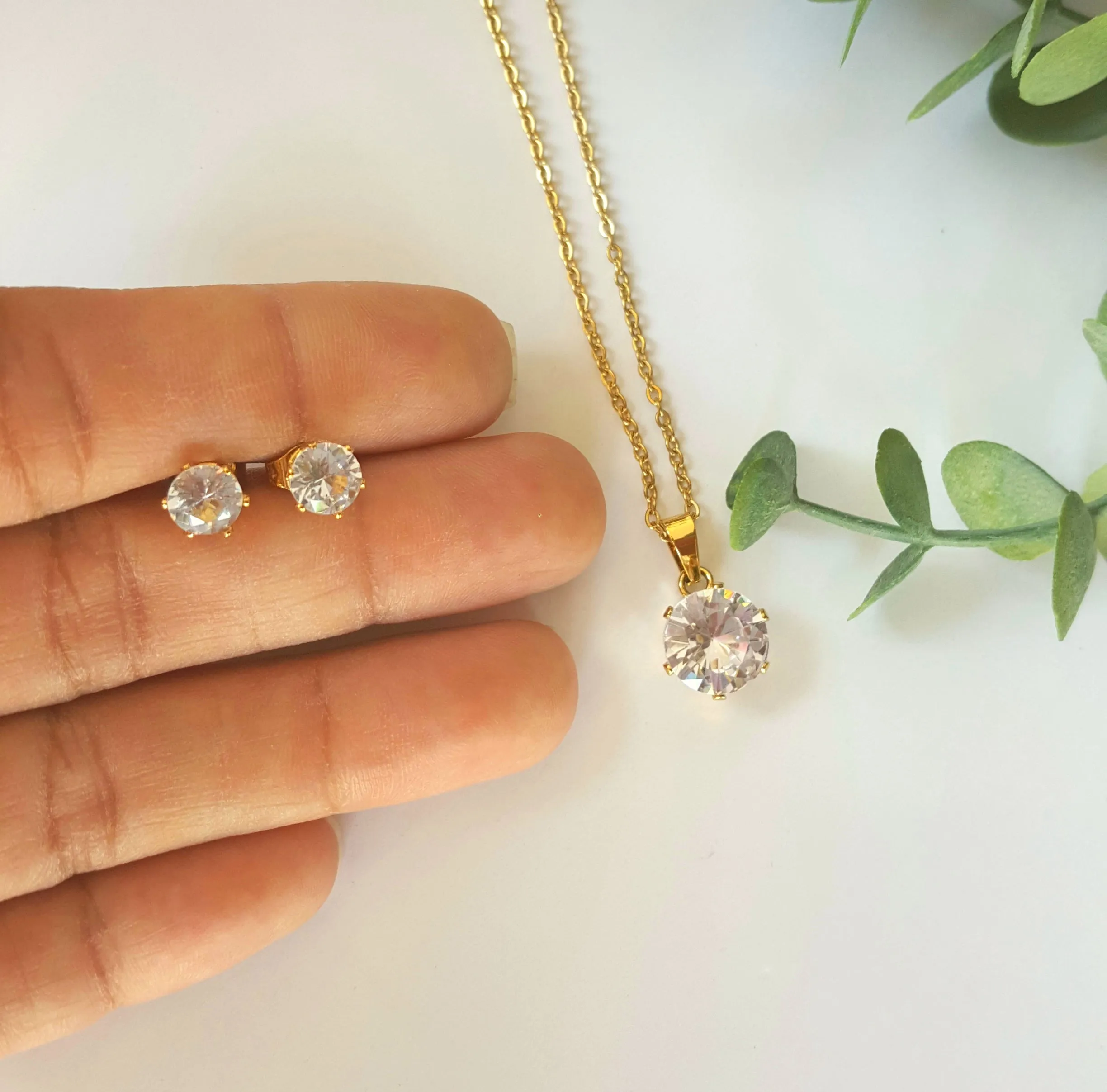 CZ Jewelry Set- Stainless Steel