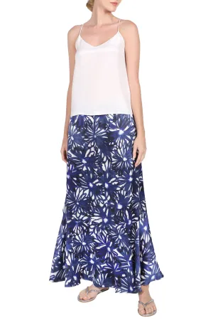 Daisy Print Silk Satin Skirt