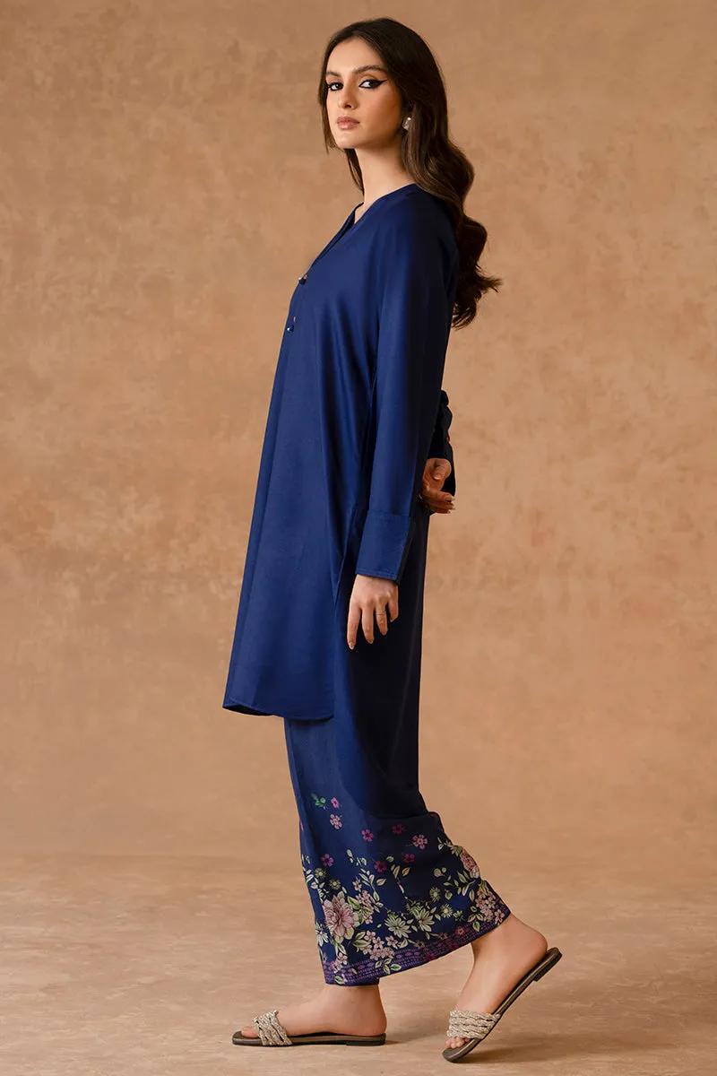 DARK SAPPHIRE-2 PIECE LINEN DYED SUIT