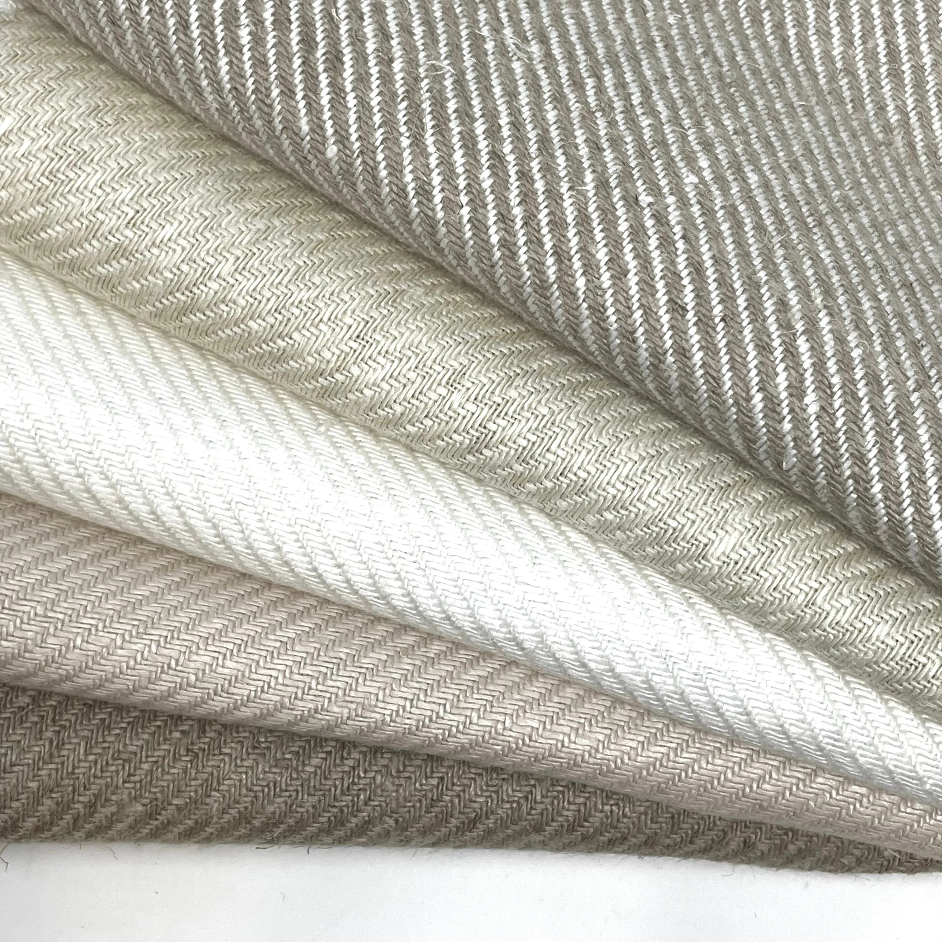 Diagonal 100% Natural Linen Fabric By The Yard/CL1074