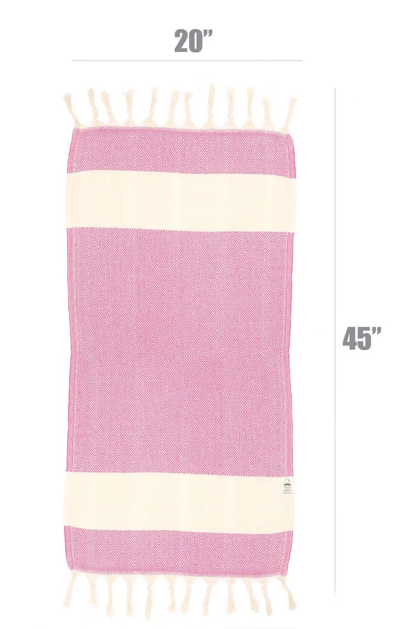 Diamond Turkish Hand Towel, Kitchen Towel, Tea Towel - Fuscia