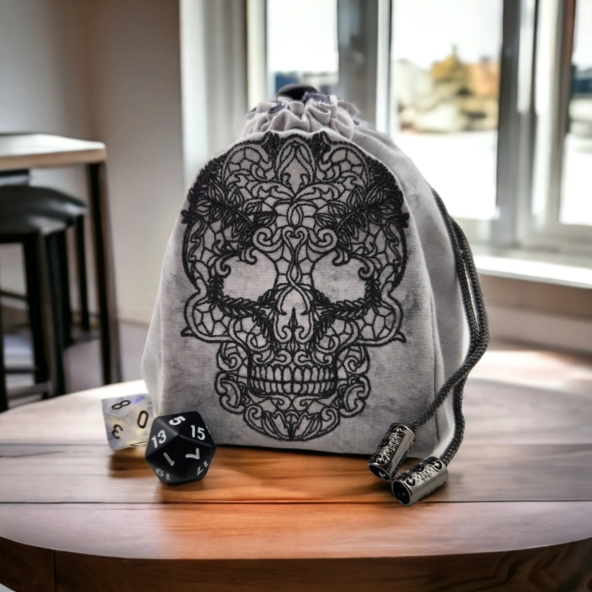 dice bag, decorative skull game pouch