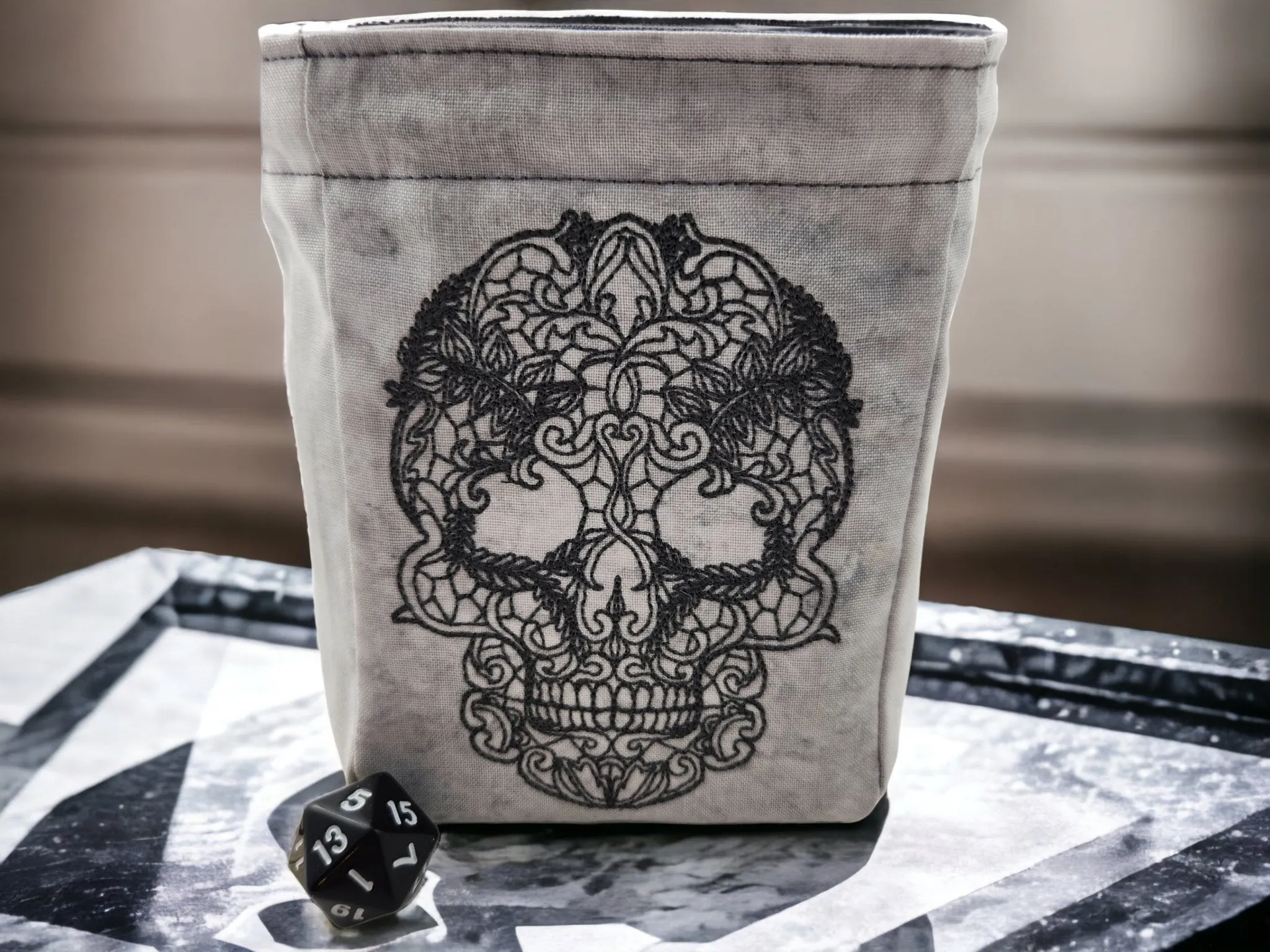 dice bag, decorative skull game pouch