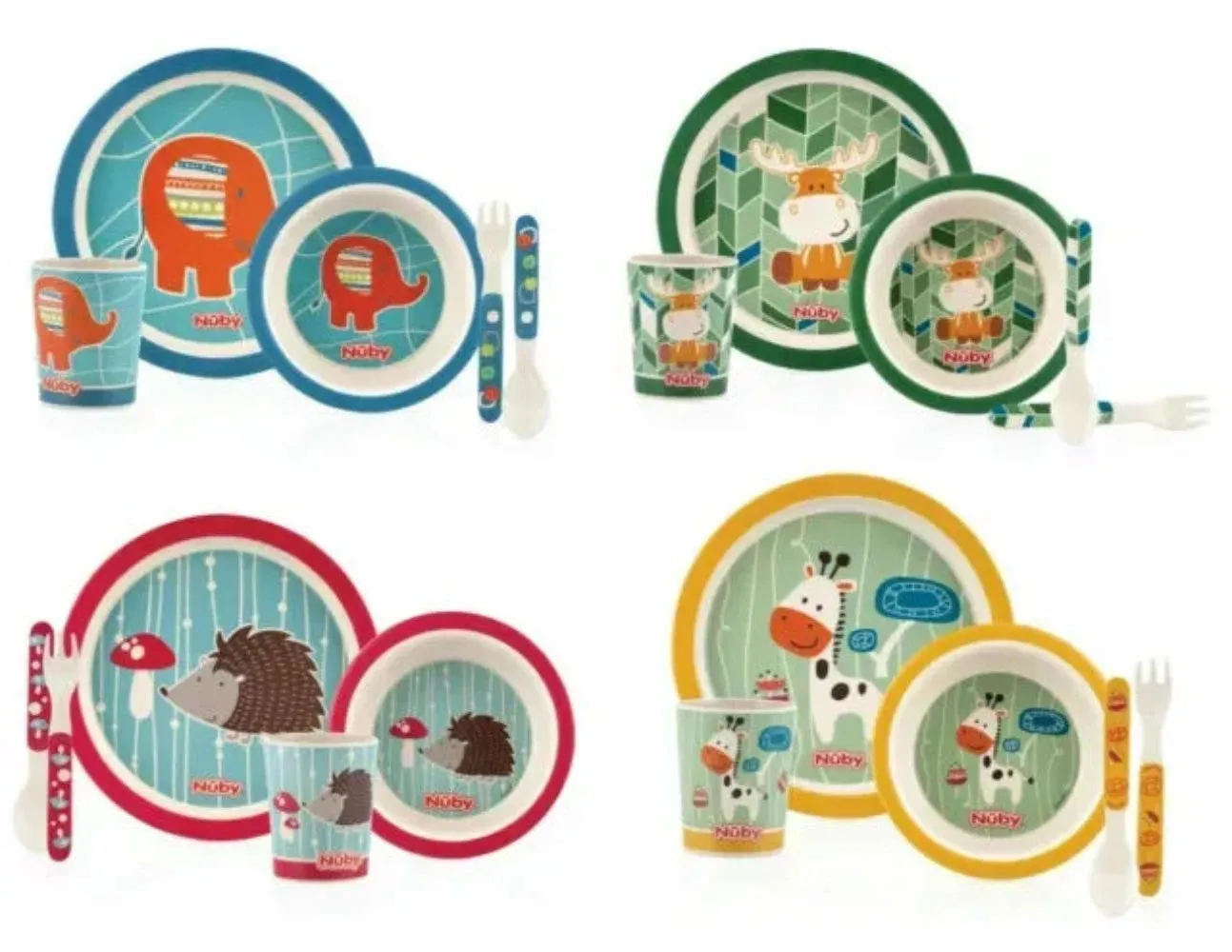 Dishwasher-Safe Eco Conscious Bamboo Weaning Set | Infant Feeding Set | 4 Animal Choices